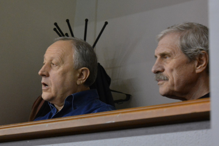 Губернатор Валерий Радаев и президент саратовской федерации волейбола Анатолий Годаль