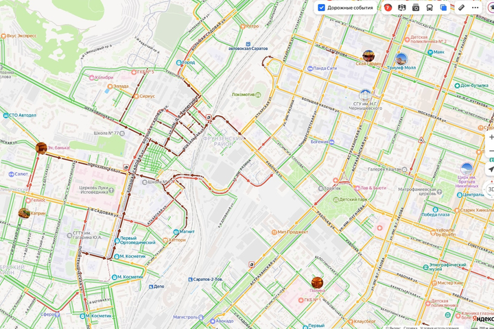 карта «Яндекс. пробки»