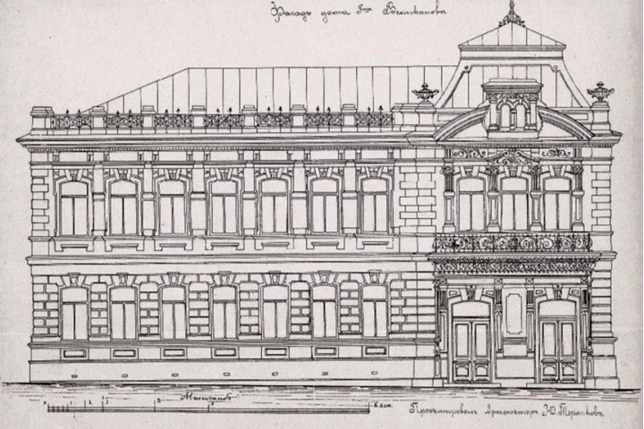 Чертеж фасада дома Великанова