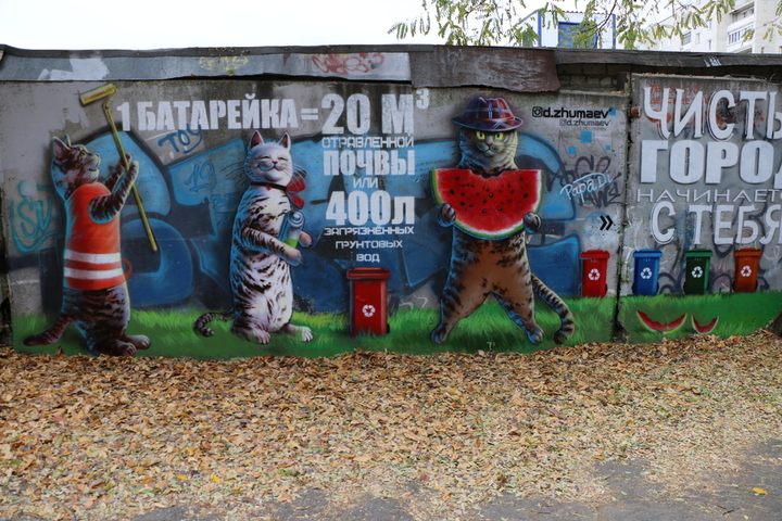 В саратовском горпарке появилось новое граффити с котиками