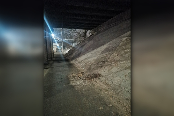 «Отвалилась бетонная глыба»: горожанка обратила внимание на разрушение моста в Заводском районе, под которым ежедневно ходят саратовцы