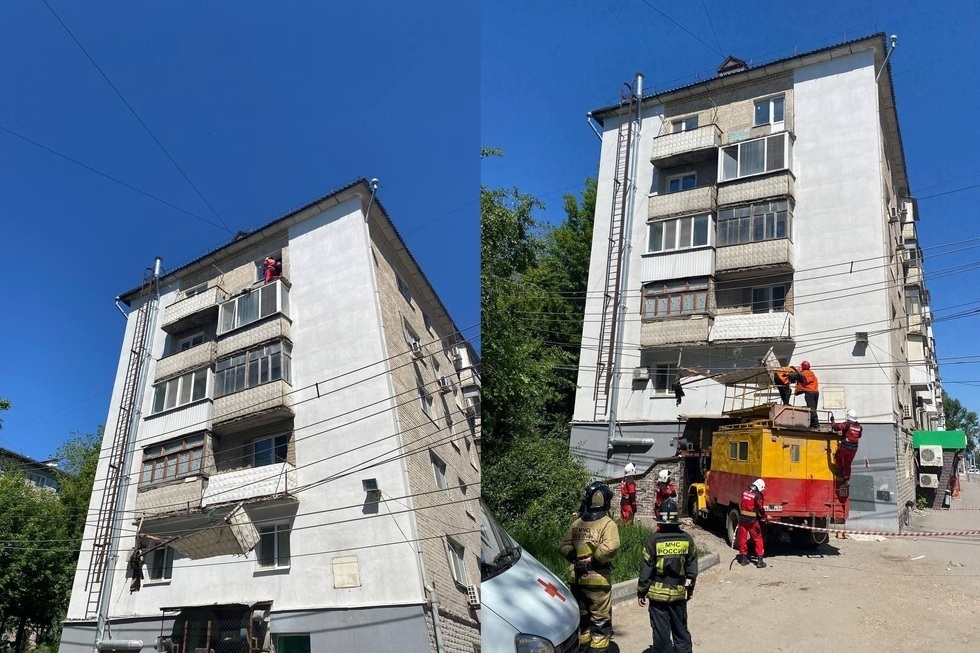 На улице Чернышевского обрушился балкон шестиэтажного дома