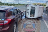 В Вольском районе «Нива» врезалась в иномарку и перевернулась