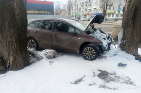 Иномарка врезалась в дерево и задела стоящую рядом женщину: водитель и пешеход в больнице