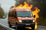 На трассе загорелась иномарка, водитель никак не мог потушить огонь