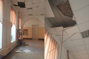 В саратовской школе частично обрушился потолок