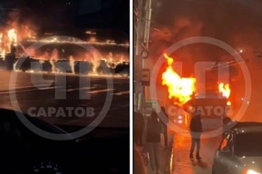 Огонь охватил троллейбус «Адмирал» возле вокзала