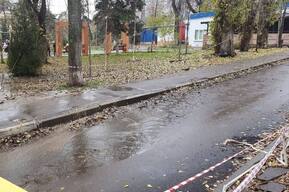 У недавно отремонтированного сквера на Ильинской площади случился потоп: местные жители рассказывают, что затапливает двор лицея