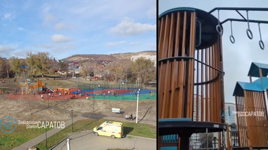 Ребёнок попал в больницу в состоянии средней степени тяжести, упав с высоты в открытом мэром Исаевым сквере на Прессовой: чиновники рассказали, кто отвечает за потенциально опасную детскую площадку