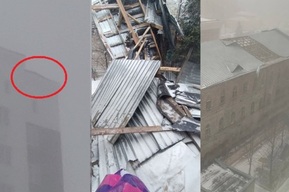 Сносит крыши: в Саратове ветер отрывает кровлю строящейся «Легенды» компании «Шэлдом» и памятника архитектуры на Ильинской площади