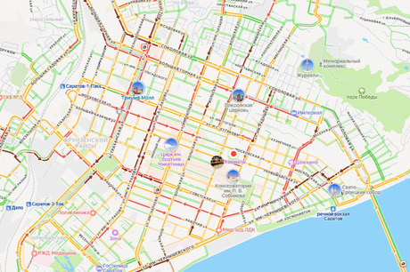 В первый рабочий день нового года Саратов сковали 10-балльные пробки