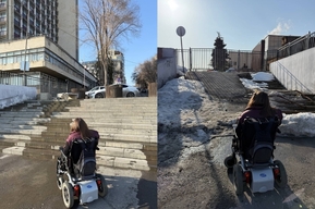 Из-за поставленного вокруг здания Арбитражного суда маломобильные жители Саратова лишились спуска к Ротонде