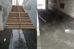 «Вонища стоит»: на 3-й Дачной затопило подземный пешеходный переход