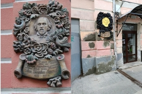 На проспекте Столыпина сначала перекрасили, а затем завесили барельеф автору песни «Калинка-малинка» (в УК назвали это исправлением ситуации)