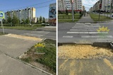 «С колясками невозможно пройти»: коммунальщики бросили разбитый тротуар на два месяца и разозлили горожан