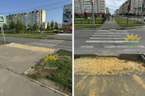 «С колясками невозможно пройти»: коммунальщики бросили разбитый тротуар на два месяца и разозлили горожан